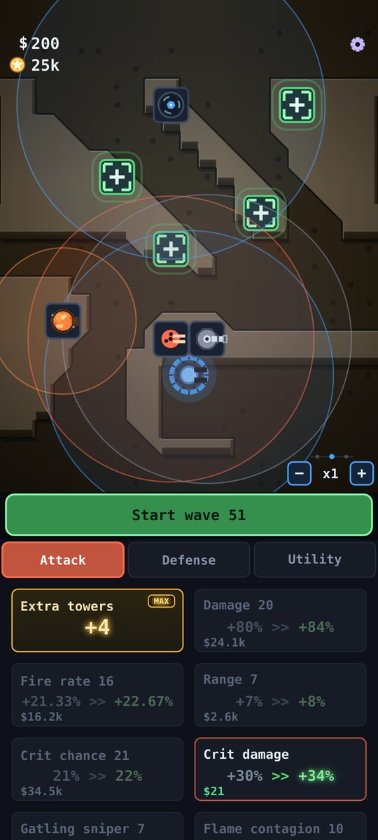 Build phase with free pads and turret ranges